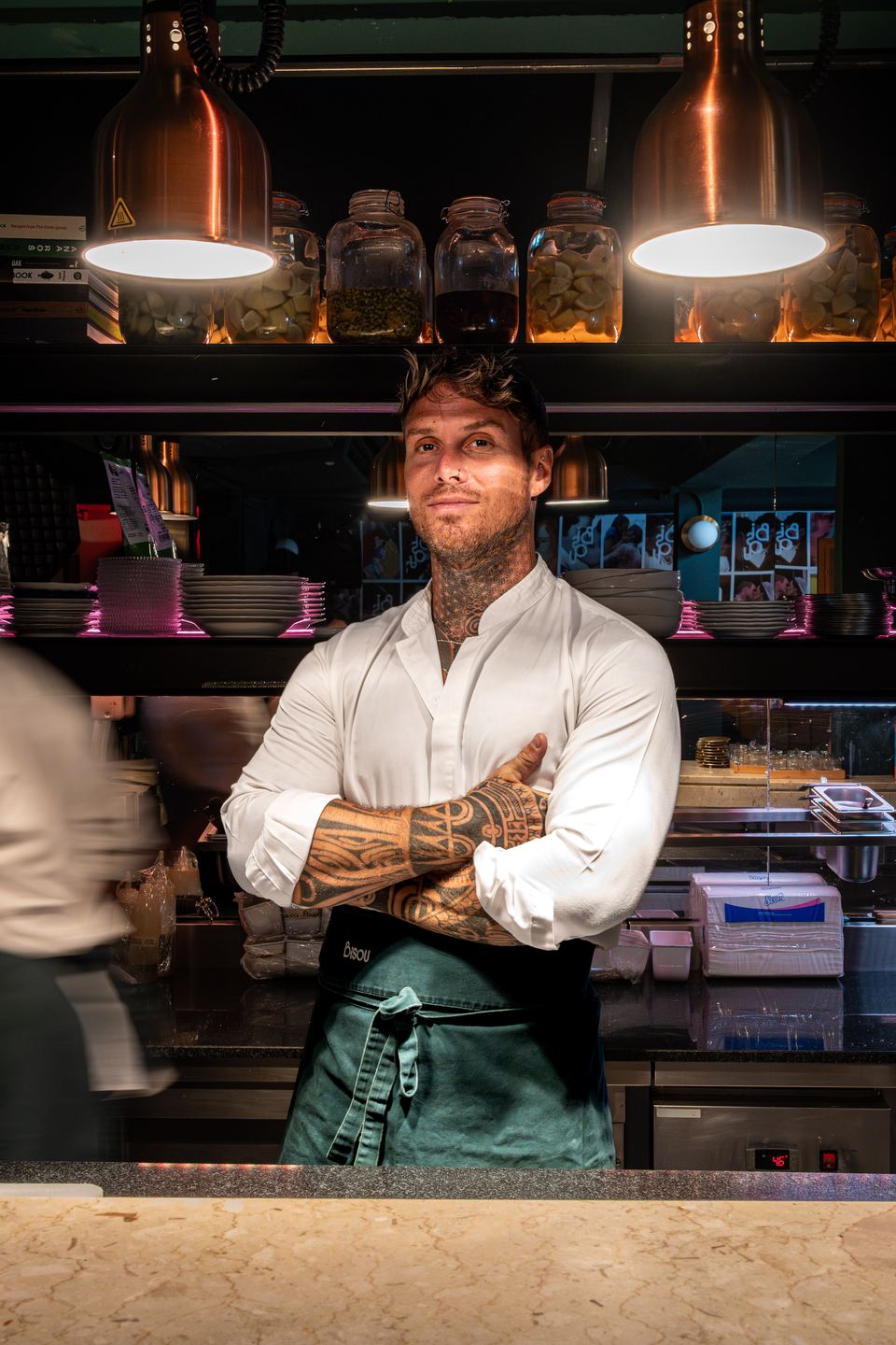 Chef Antoine Darquin at the kitchen pass