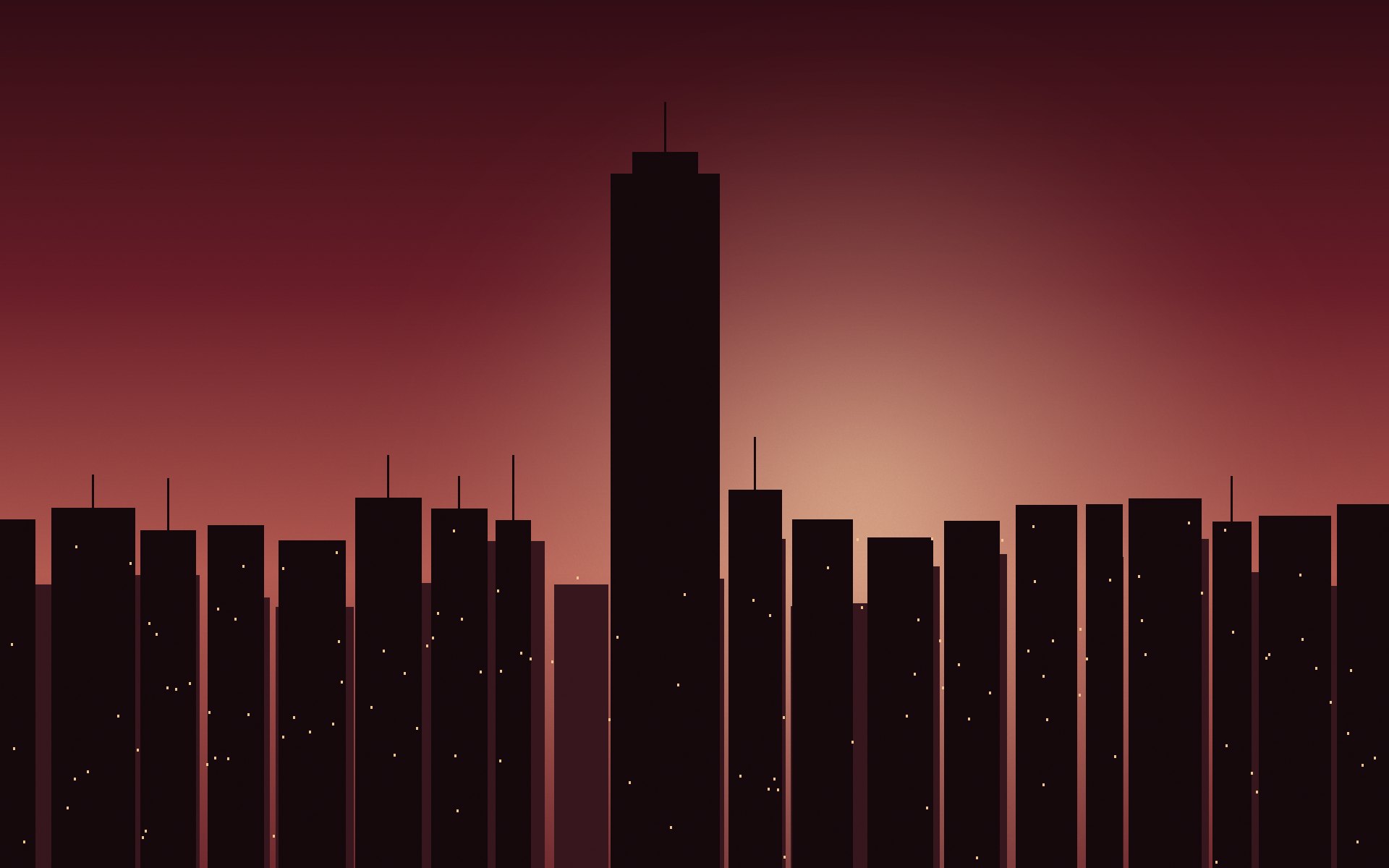A Bangkok skyline at dusk, the city's rooftops lighting up after dinner