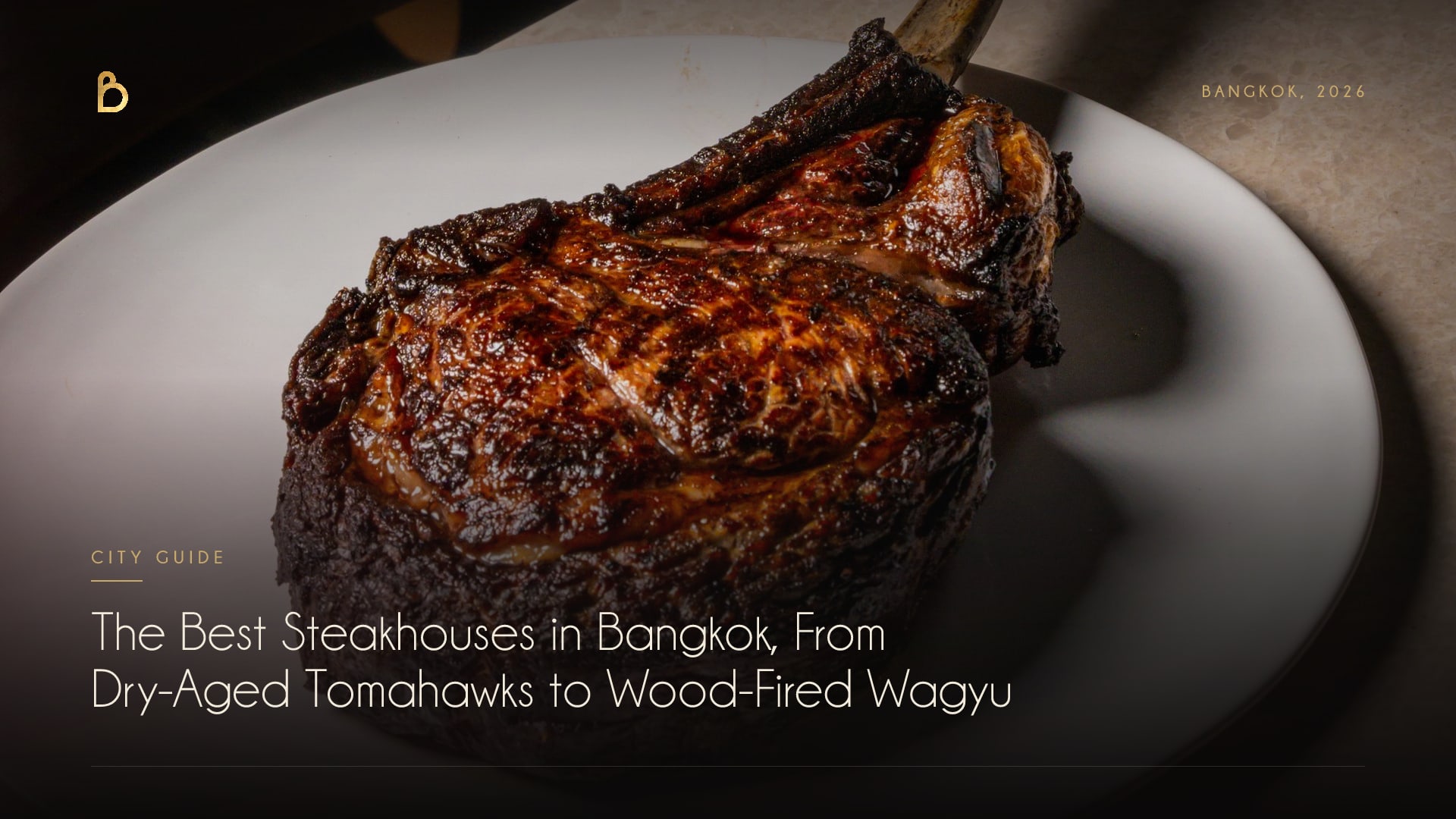 A wood-fired wagyu tomahawk at Bisou, a modern French restaurant on Soi Langsuan in Bangkok