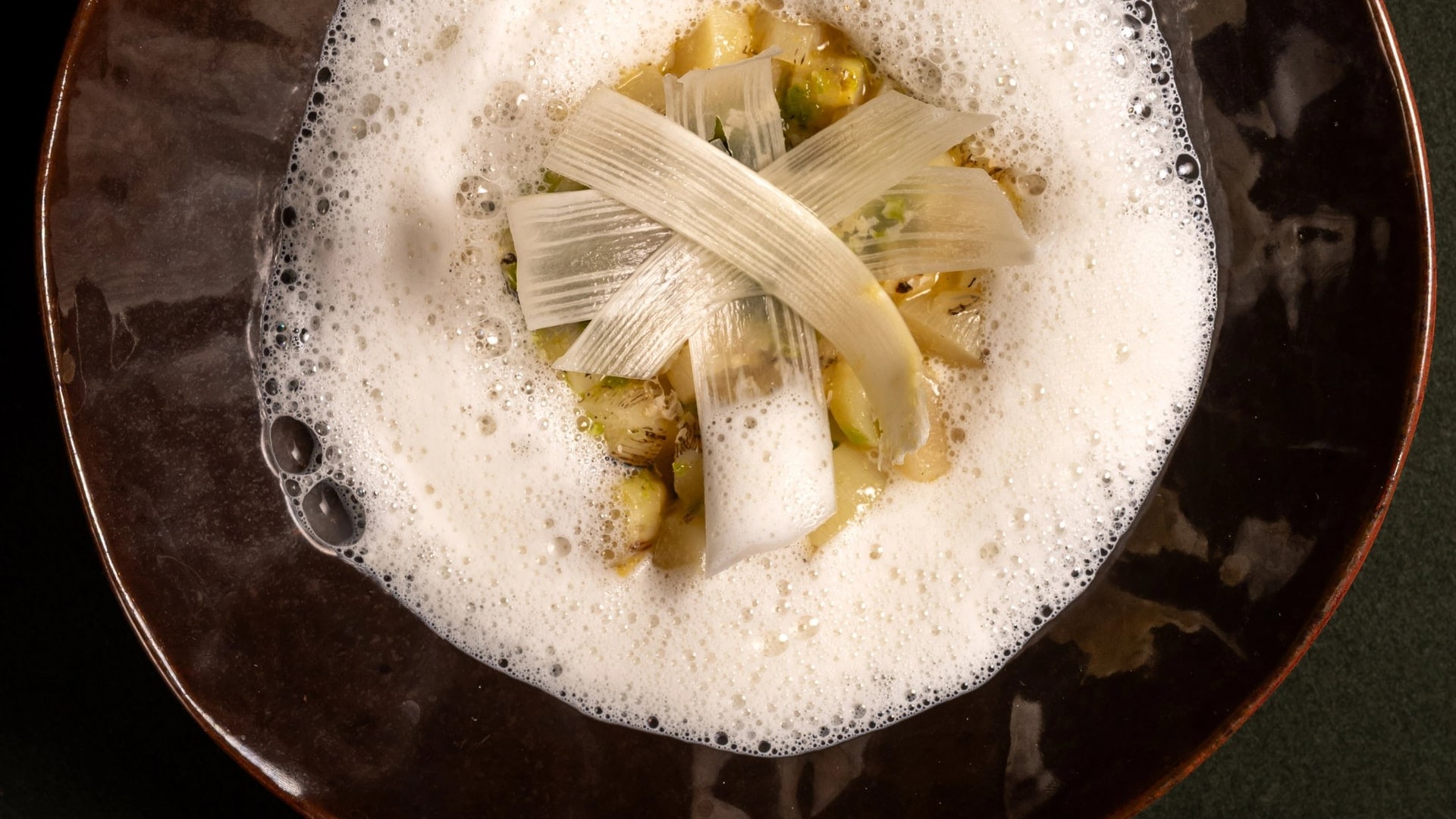 White French asparagus on a risotto at Bisou, the modern French restaurant on Soi Langsuan in Bangkok